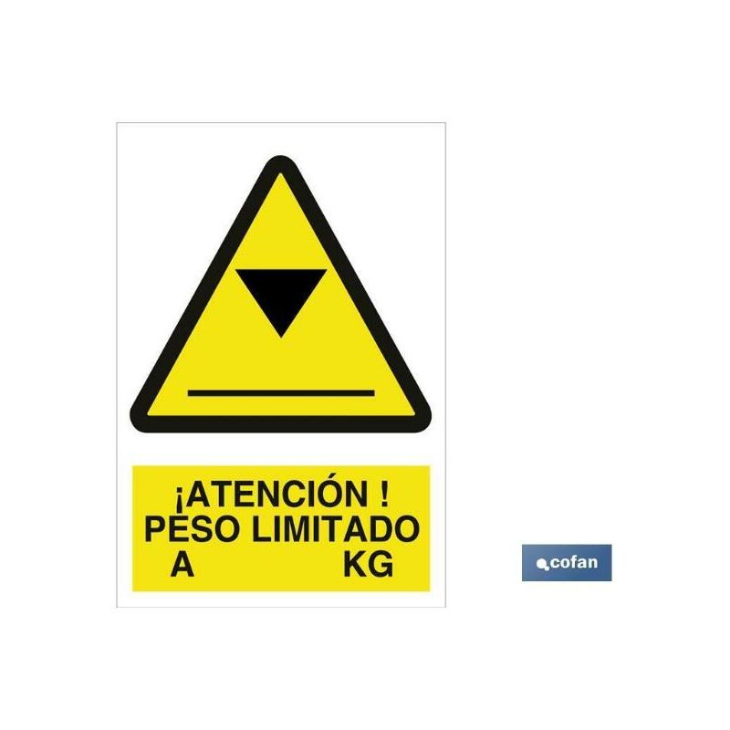

PLIMPO señal adhesiva 148x105 atención peso limitado a...............kg