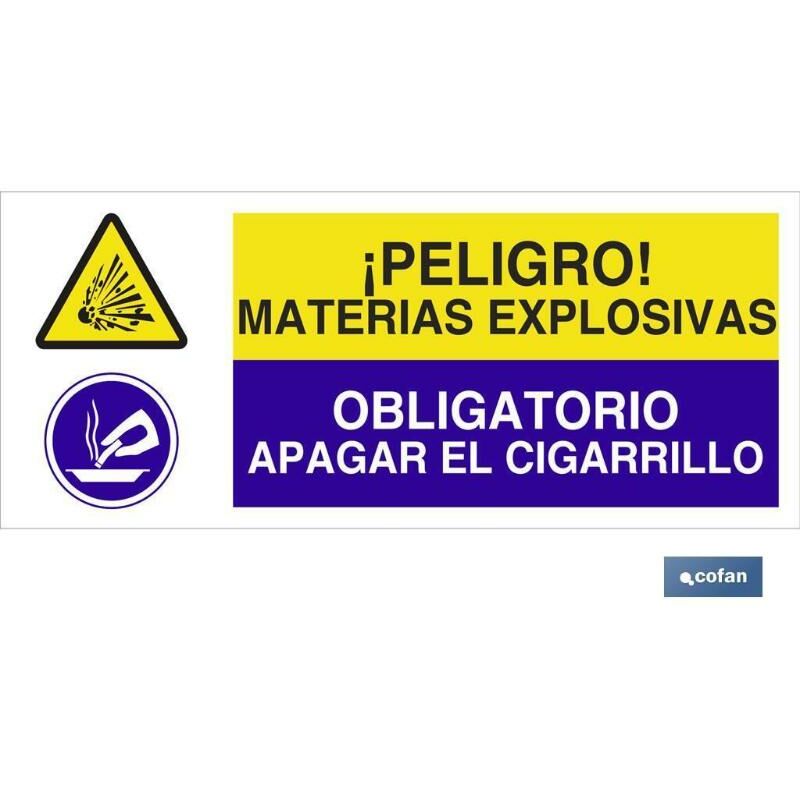 

PLIMPO señal poliestireno 1,5mm 717x297 combinada peligro/obligación
