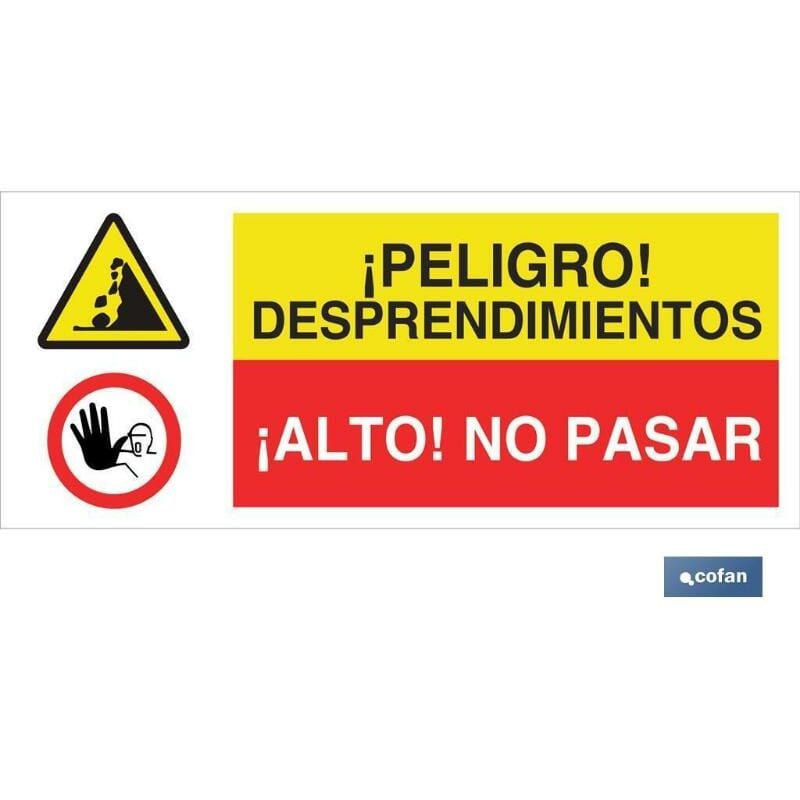 

PLIMPO señal poliestireno 1,5mm 507x210 combinada peligro/prohibición