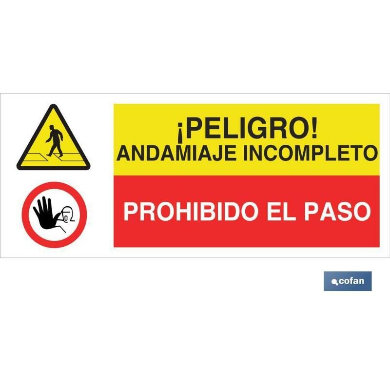

PLIMPO señal poliestireno 1,5mm 717x297 combinada peligro/prohibición