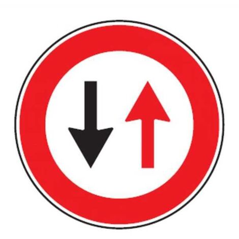 Cartel de señalización de sentido obligatorio, ceda el paso