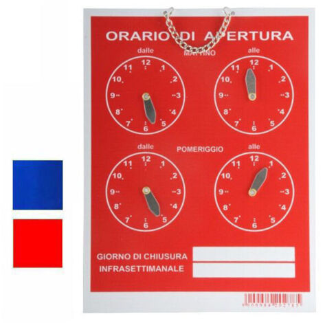 Cartel Horario 4 Relojes Tempopol Azul Cm 16X21