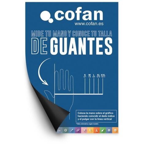 CARTEL IMANTADO 297X210 MM  MEDIDOR TALLA DE GUANTES