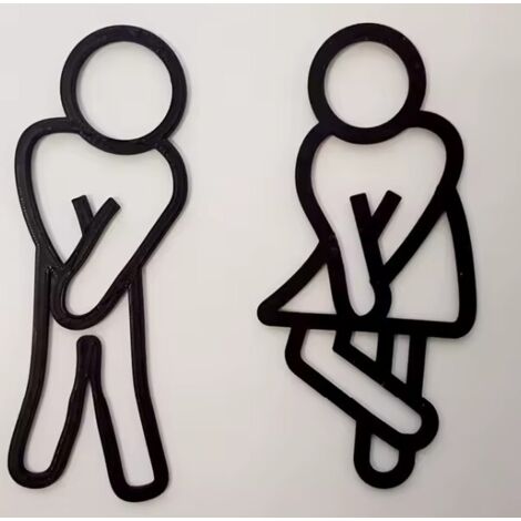 CARTEL INOX HOMBRE MUJER ORINANDO (PACK 2 PZ.