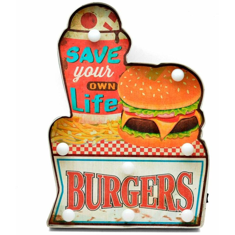 

Cartel Luminoso Burgers Ancho: 28,5 Cm X Largo: 5 Cm X Alto: 39,5 Cm
