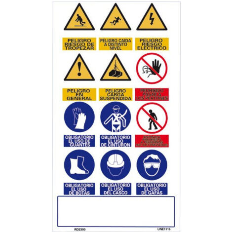 Cartel múltiple señal de obligación con tintas UV mm SEKURECO                         600 x 800 mm                          PVC 3 mm