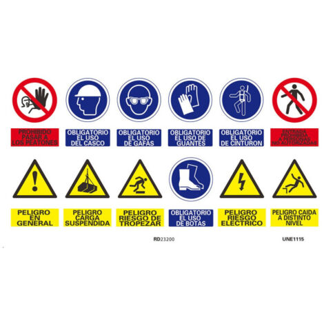 Cartel múltiple señal de obligación horizontal con tintas UV SEKURECO                         600 x 800 mm                          PVC 3 mm