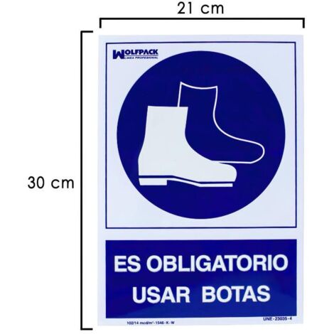 Cartel Obligatorio Uso De Botas 30x21 cm.