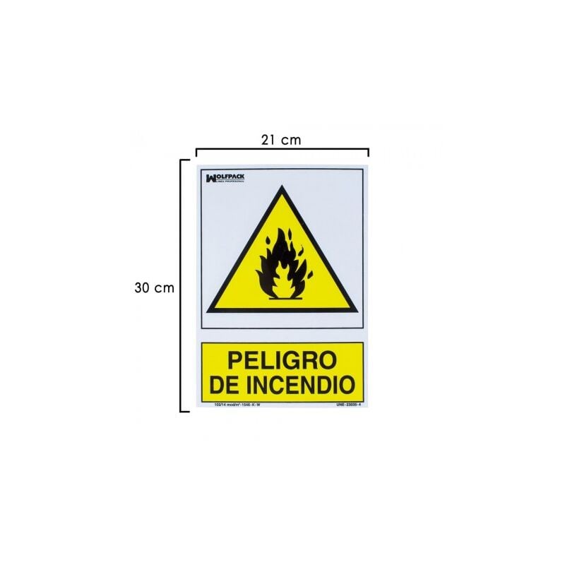 

Cartel peligro de incendio 30x21 cm.