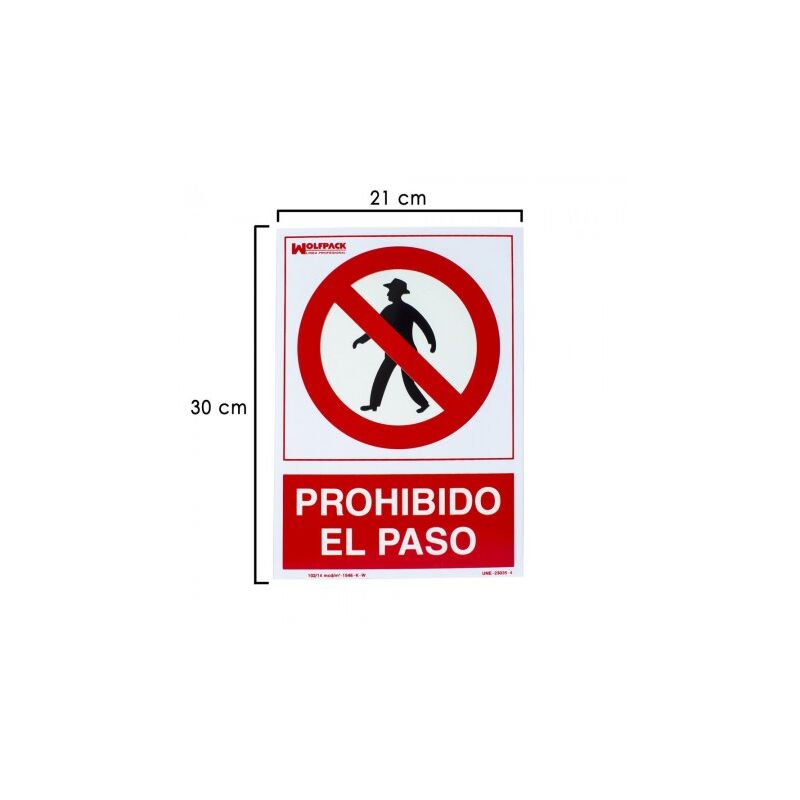 

Cartel prohibido el paso 30x21 cm.