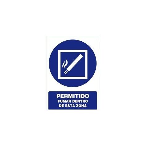CARTEL PVC 21 30 PERMITIDO FUMAR DENTRO ESTA ZONA