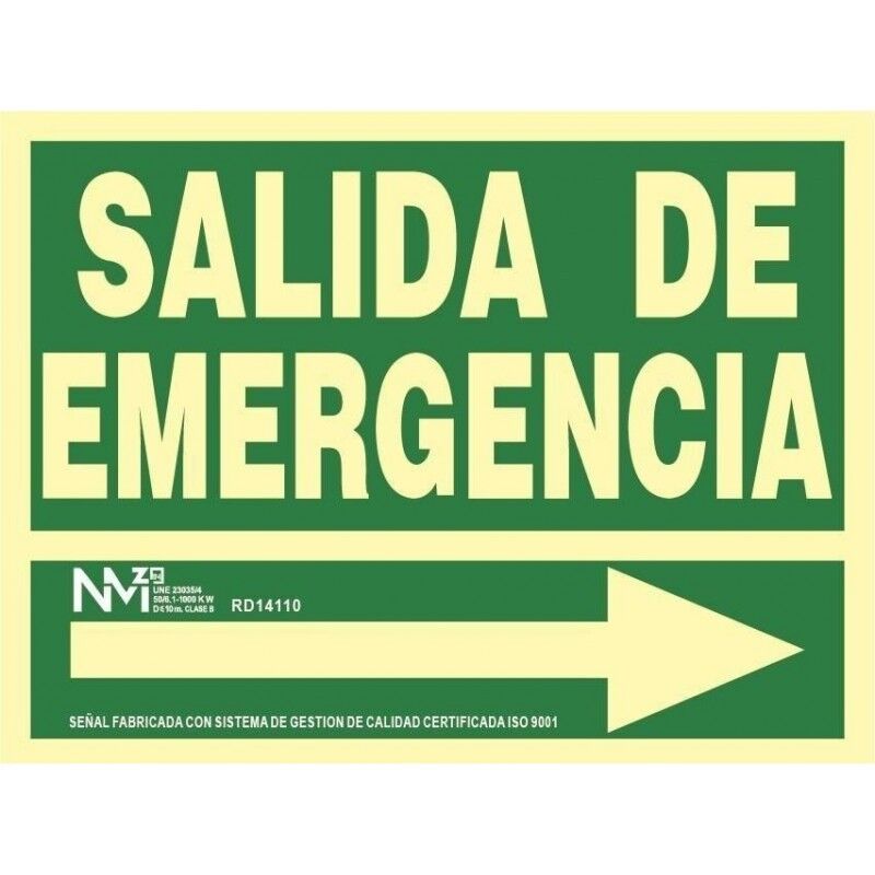 

Cartel Pvc 30* 23 Salida Emergencia/Flecha Dcha