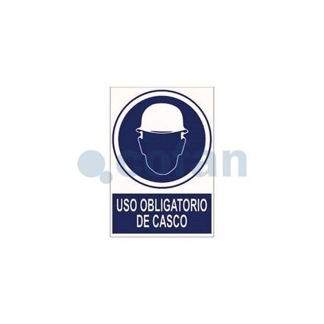 CARTEL PVC 35 50 ES OBLIGATORIO EL USO DE CASCO