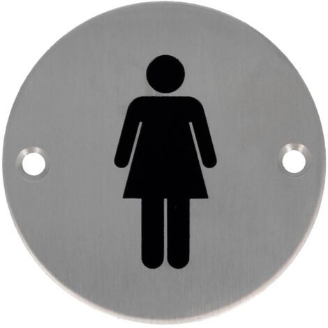 Cartel Señal Baño Mujer Acero Inoxidable 75mm Interior/Exterior