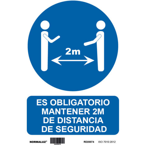 Cartel señalizacion adh 200x300mm vinilo bl/az desinfectar m