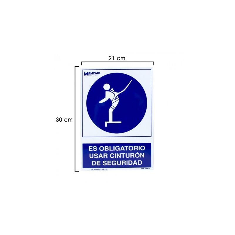 

Cartel uso obligatorio cinturon seguridad 30x21 cm.
