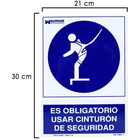 Cartel Uso Obligatorio Cinturon Seguridad 30x21 cm.