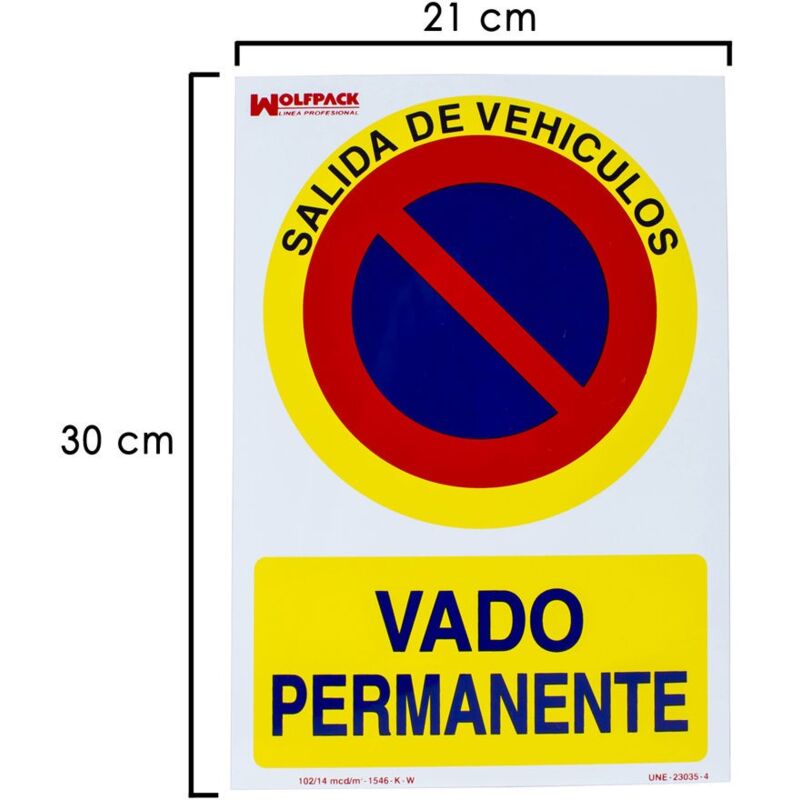 

Cartel vado permanente 30x21 cm.