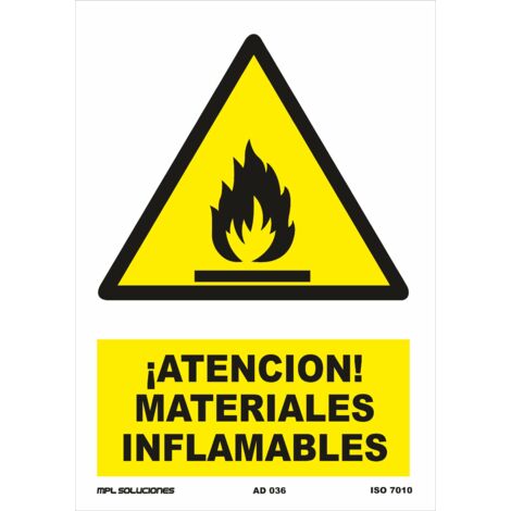CARTEL VINILO ADHESIVO 21 30 ANTENCION MATERIAL INFLAMABLE