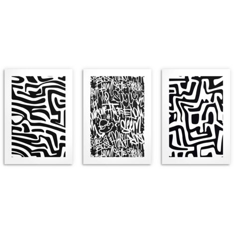 Carteles modernos Patrones geométricos abstractos Grafiti para la pared 3x50x70