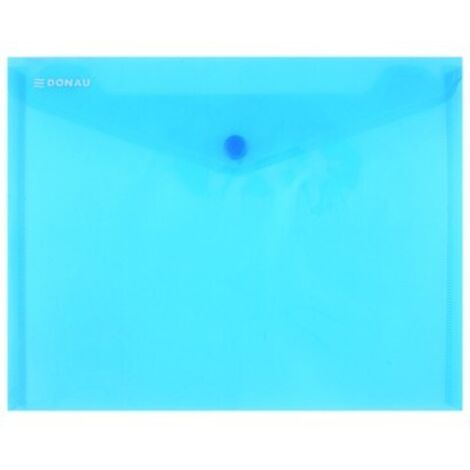 Cartella DONAU C5 - Trasparente, Blu, con bottone a pressione