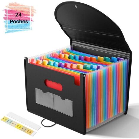 - Cartella portadocumenti espandibile, organizer per documenti, cartella portadocumenti in plastica con 24 scomparti e coperchio, documenti A4