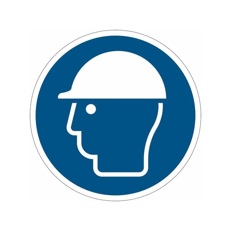 Image of Cartelli di obbligo iso 7010 'Casco di protezione obbligatorio' M014 Misura - 100mm x 100mm, Numero Pezzi - 100 pezzi