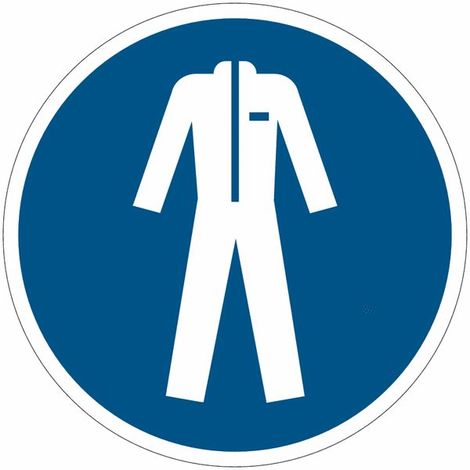 Cartelli di obbligo ISO 7010 "Indossare gli indumenti protettivi" M010 Misura - 50mm x 50mm, Numero Pezzi - 10 pezzi