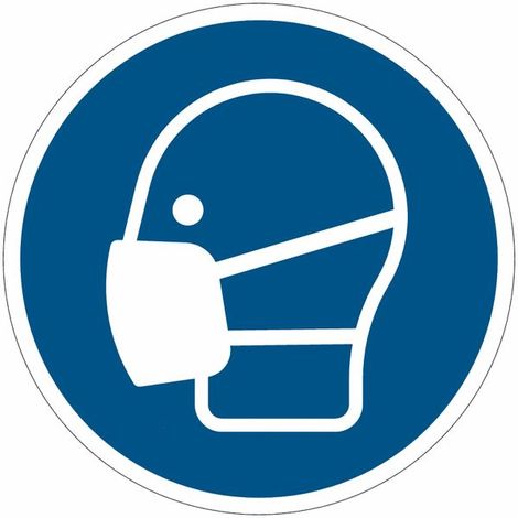 Cartelli di obbligo ISO 7010 "Maschera obbligatoria" M016 - Misura: 50mm x 50mm - Numero Pezzi: 10 pezzi