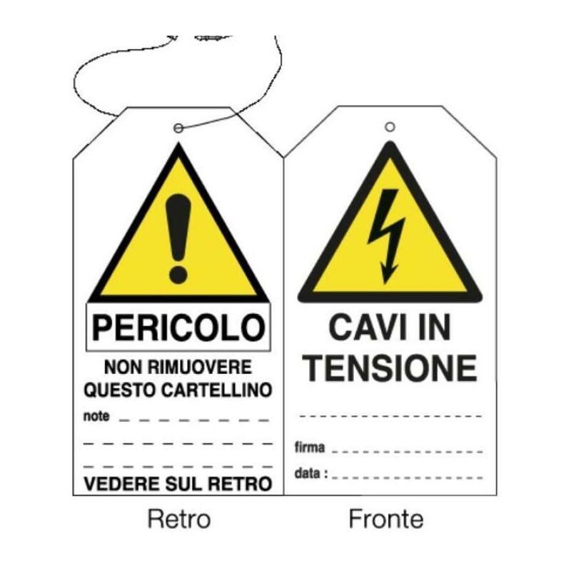 Image of Cartellino appendibile Cartelli Segnalatori testo 'cavi in tensione' fronte retro - 98-15