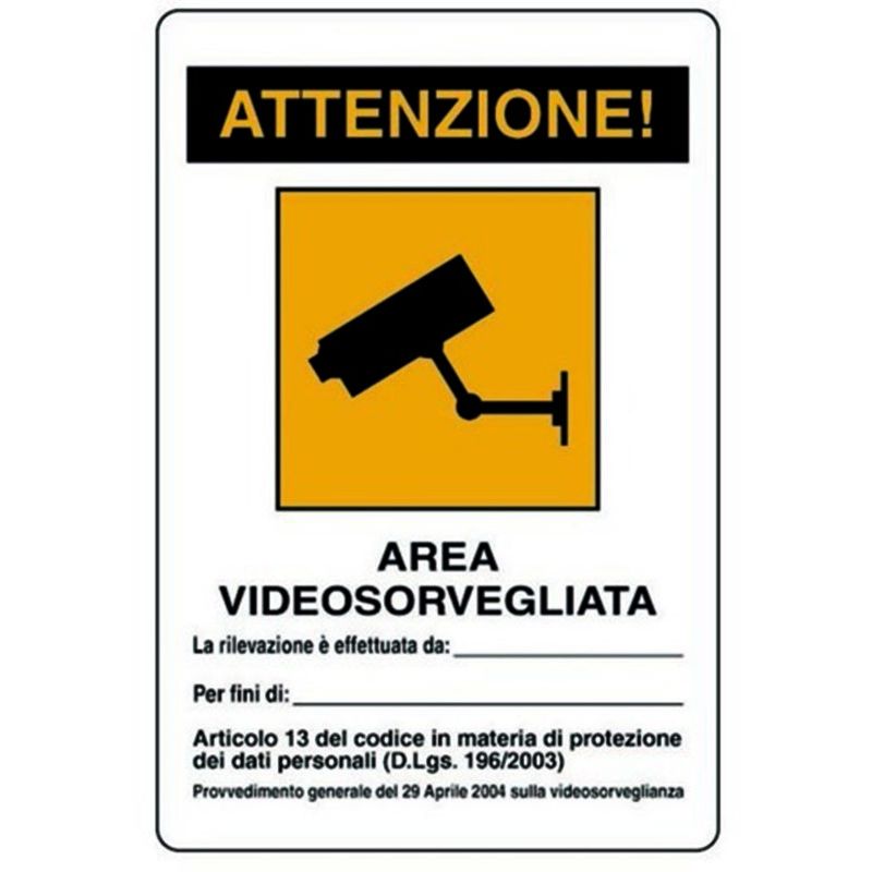 Image of Cartello 30x20cm attenzione area videosorvegliata