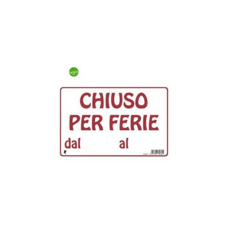 Cartello 3M chiuso per ferie biano 20 x 30 cm