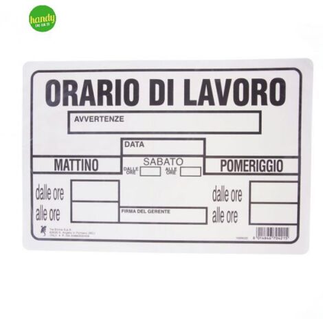 Cartello 3M orario di lavoro 30 x 20 cm