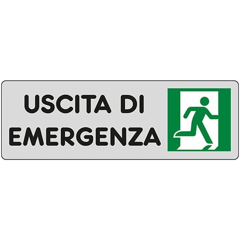 Image of Cartello in Carta Autoadesiva 15x5 cm - uscita di emergenza a destra