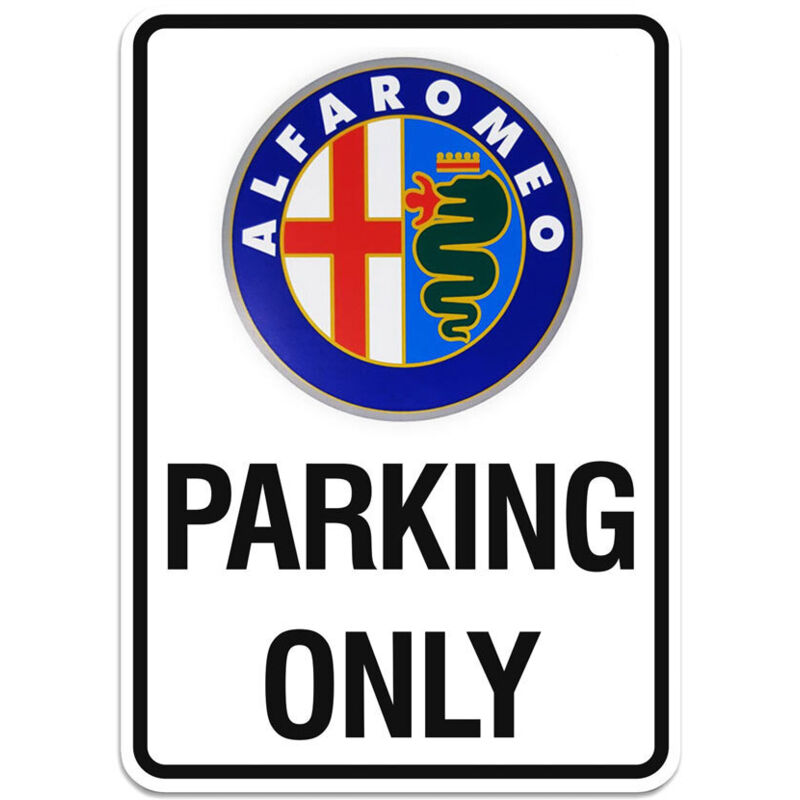 Cartello Alfa Romeo Anni 80 Parking Only, 28 x 40 cm