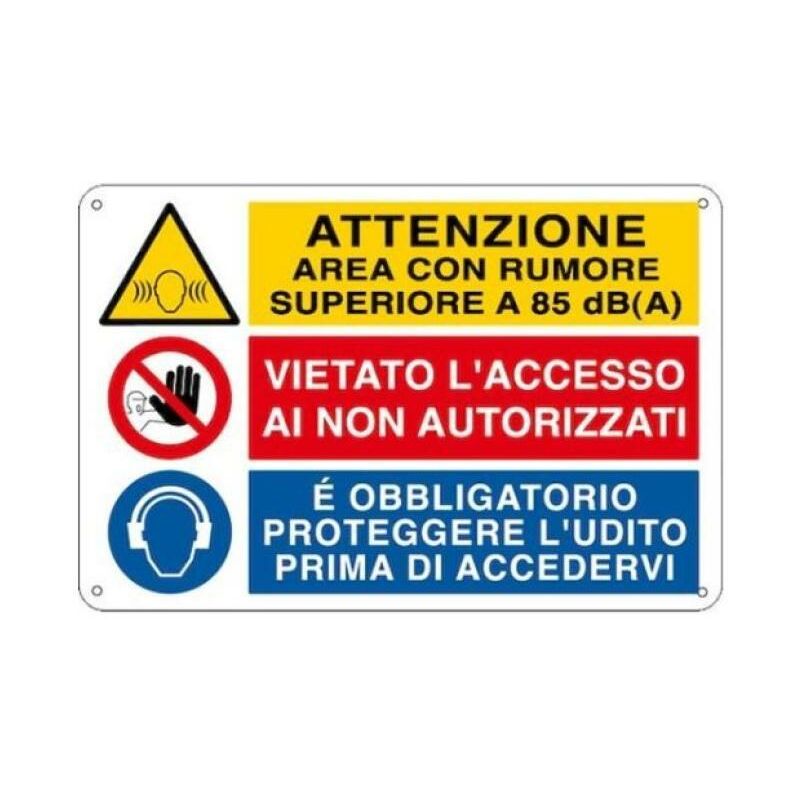 Image of Cartelli Segnalatori - Cartello alluminio testo attenzione area con rumore-e3551