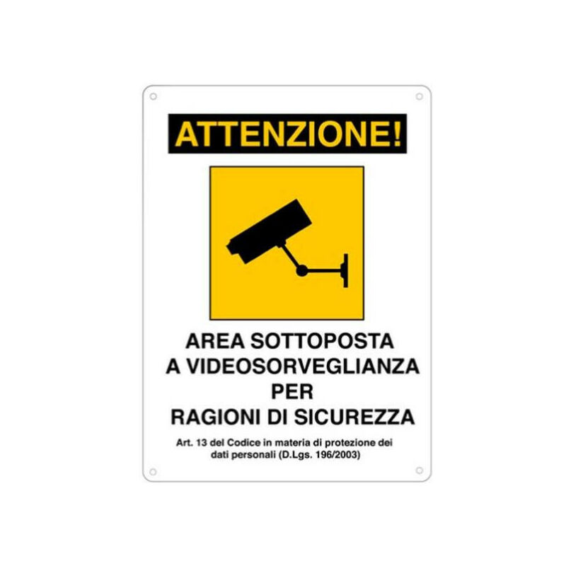 Image of Altre Marche - Cartello area sottoposta a videosorveglianza 30x20 cm adesivo