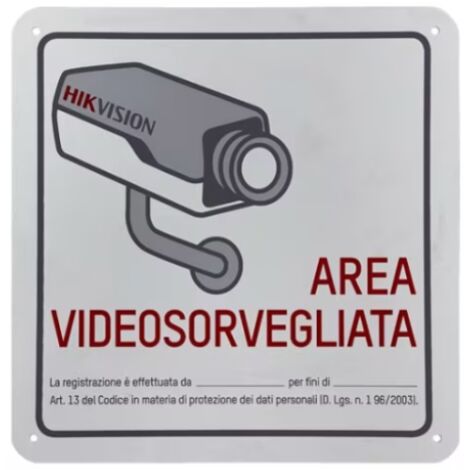 Cartello area videosorvegliata 20x20 hikvision 150104813
