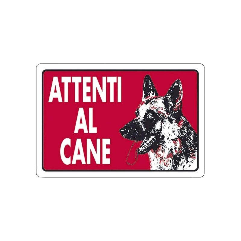 Image of Trade Shop - Cartello Attenti Al Cane Rosso Segnaletica 10x20cm Avvertimento Land 82191