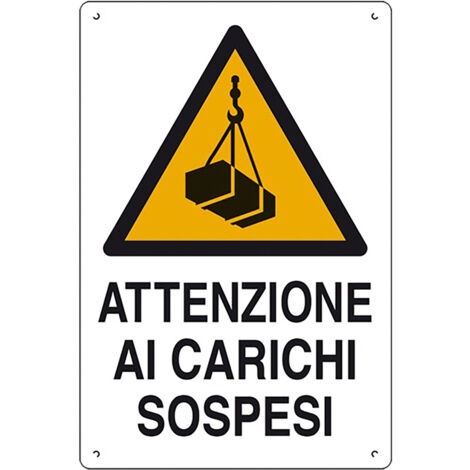 CARTELLO 'ATTENZIONE AI CARICHI SOSPESI' cm 60 x 40- 10 pezzi  - EUROSIGNALS