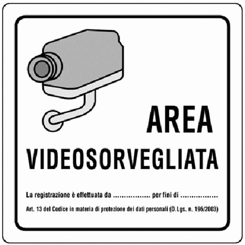 Image of Ist Srl - Cartello 'area videosorvegliata' cm 20 x 20