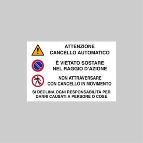 Cartello 'attenzione cancello automatico' 20x30 cm (10 pezzi)