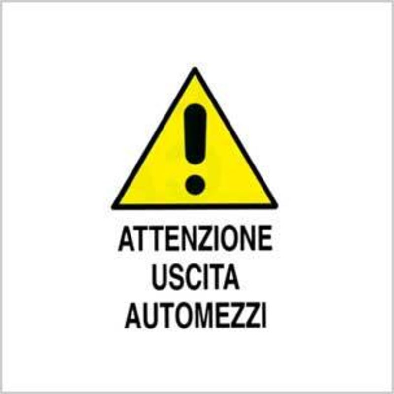 Cartello attenzione uscita automezzi 40x60 cm conf. da 10 pz