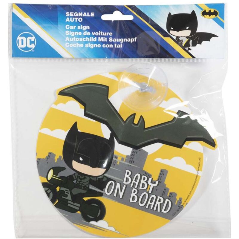 Image of Dc Comics - Cartello bimbo a bordo a ventosa con grafiche dc Batman