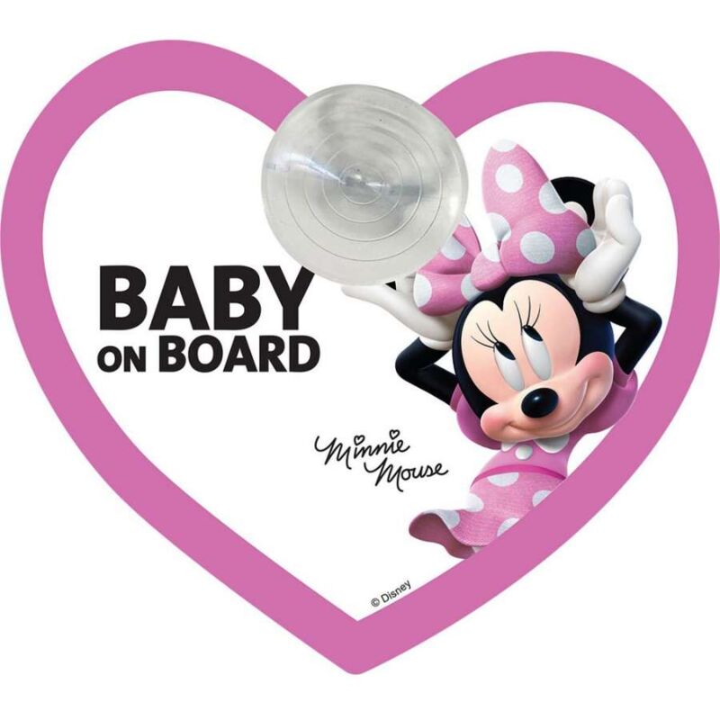 Image of Cartello bimbo a bordo a ventosa con grafiche Disney Minnie Mouse