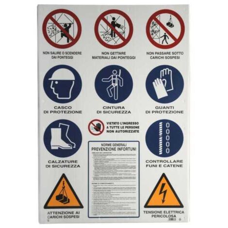Cartello Cantiere 11 Simboli 98X138 Plastica