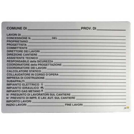 Cartello Concessione Edilizia 138X 88 Plastica
