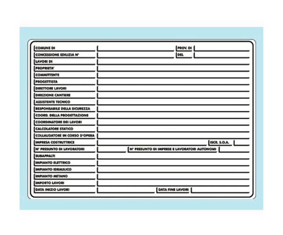 Image of Cartello per autorizzazioni cantiere a Norma - 69x49 cm - in Polionda