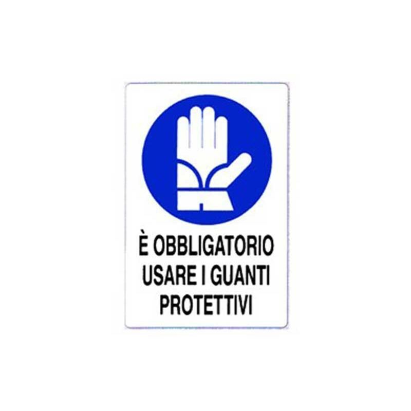 Image of Cartello di informazione è obbligatorio usare i guanti protettivi cm 50x70