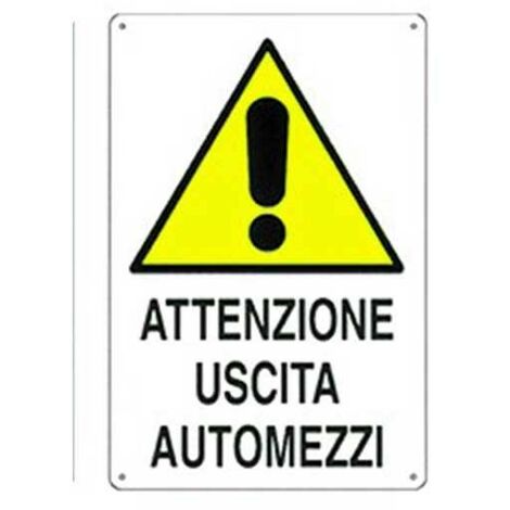 Cartello di pericolo attenzione uscita automezzi in polionda cm 50x70